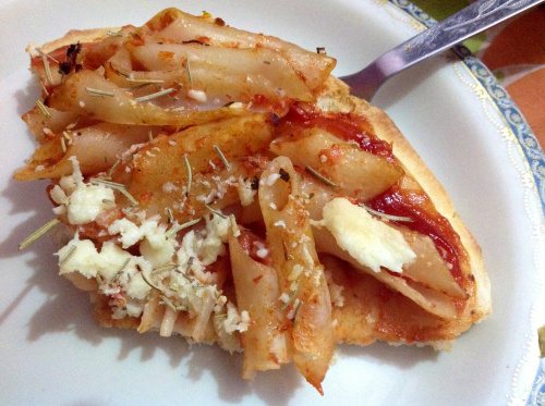 Pizza with Pasta Topping
