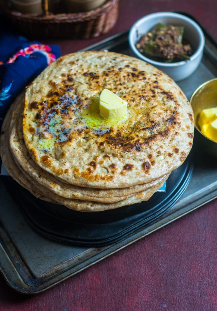 gobhi paratha with butter