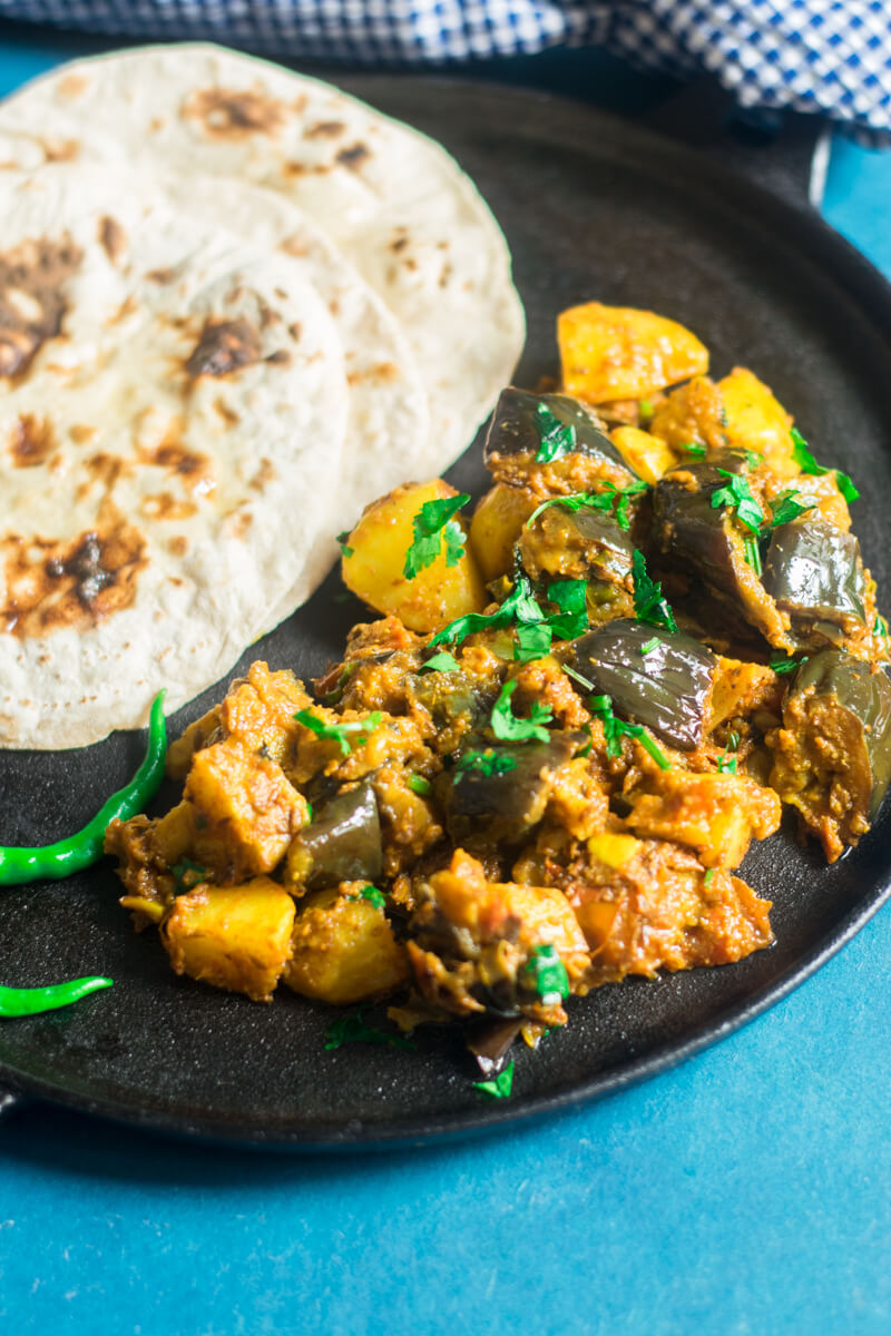 Aloo Baingan | Potato Eggplant Curry - Cooking With Sapana