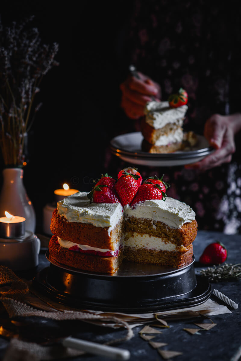 Eggless Strawberry Cream Cake - Cooking With Sapana