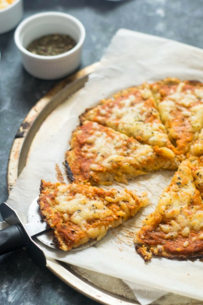 Cauliflower Crust Pizza | Vegan cauliflower pizza | Cooking With Sapana